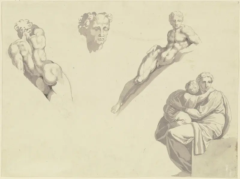 Studien aus der Sixtinische Kapelle des Michelangelo nach Kupferstichen gezeichnet av Peter von Cornelius