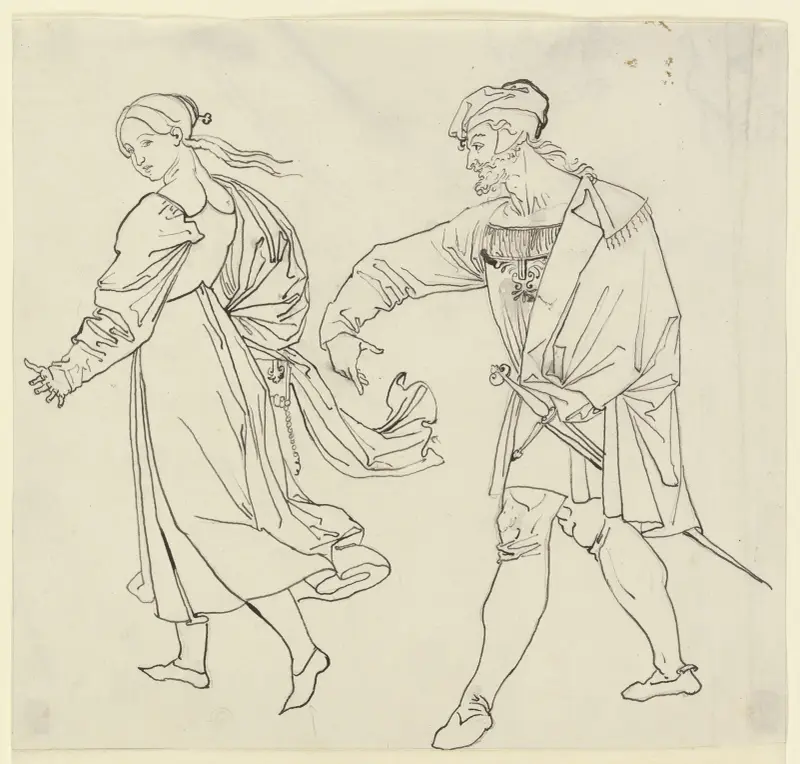 Scen vid kyrkans utgång; Faust och Gretchen av Peter von Cornelius