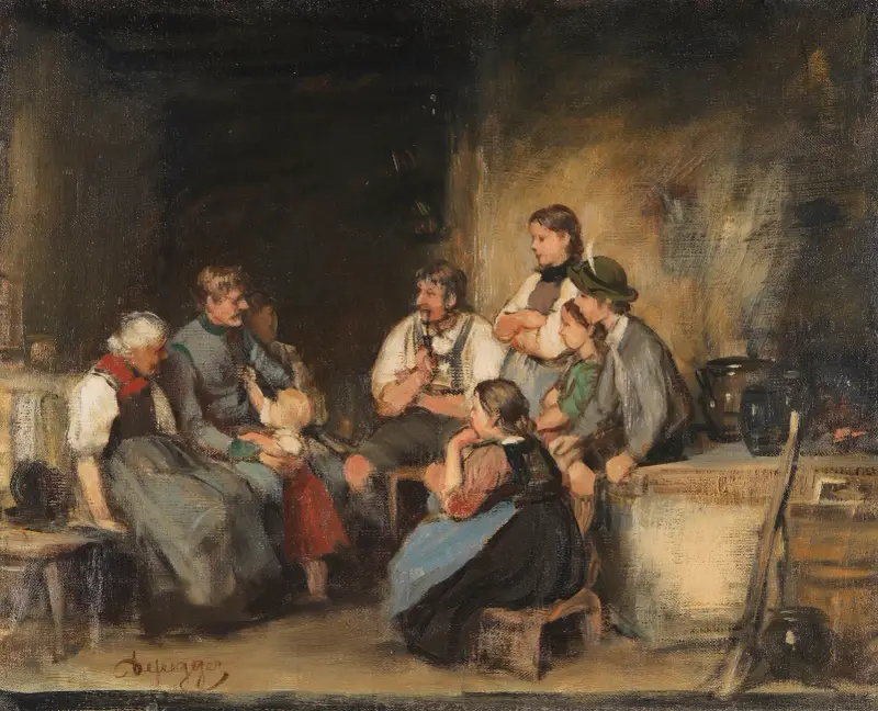 Der Urlauber (Ölskizze) av Franz von Defregger
