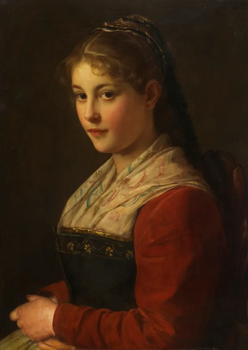Dirndl (Před kostelem), 1870, Franz von Defregger