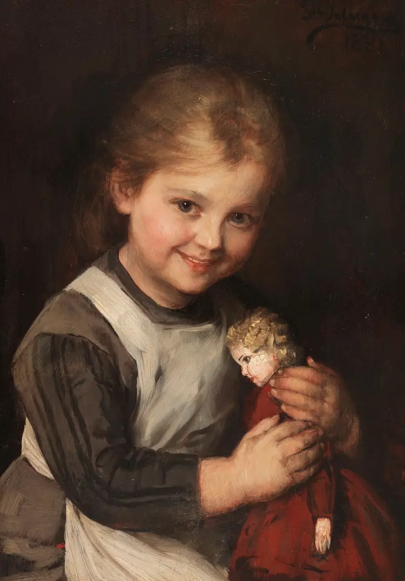 Kind mit Puppe von Franz von Defregger