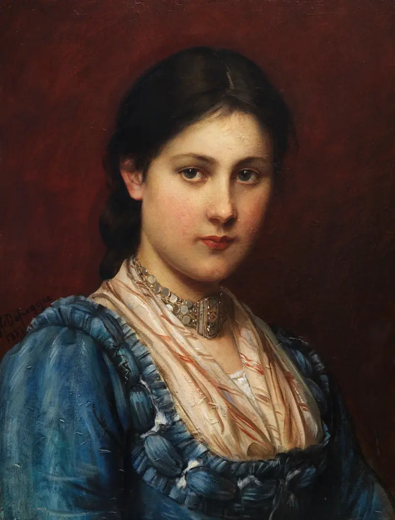 Flicka i dirndl av Franz von Defregger