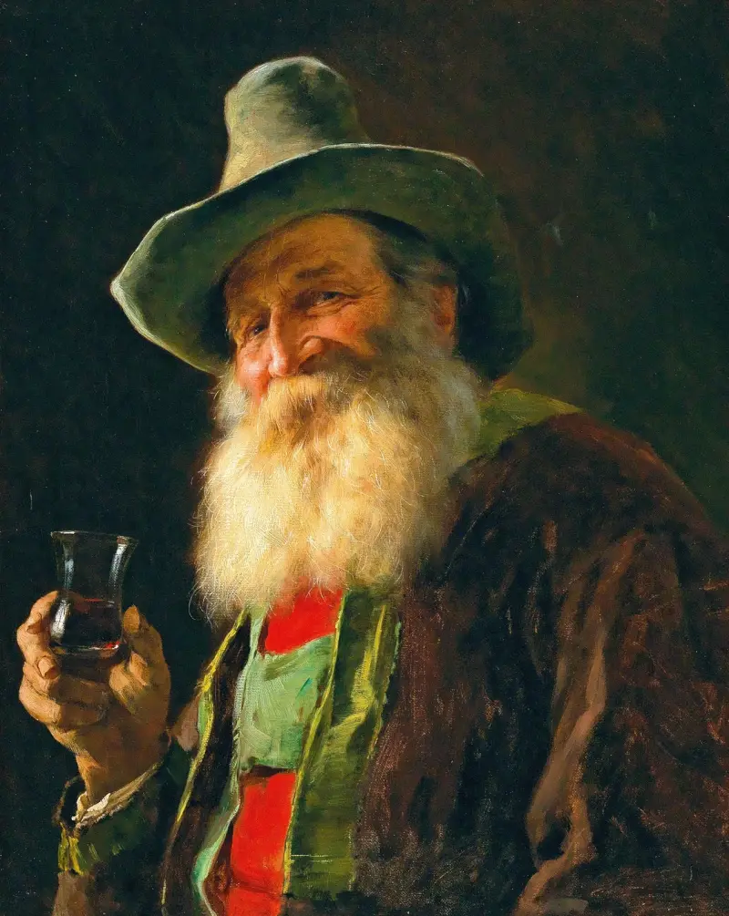 Tyrolsk bonde med vinglas av Franz von Defregger