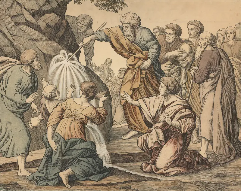 Moses strikes water from the rock av Joseph von Führich