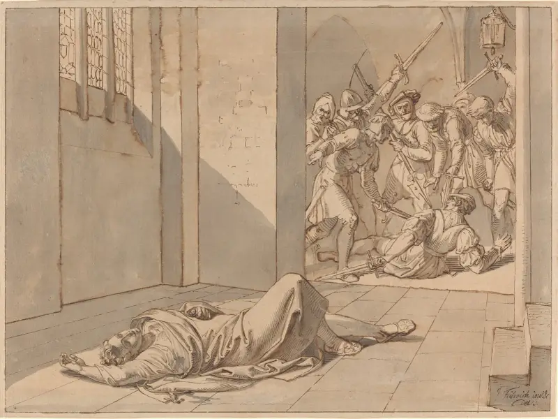 The Assassination of King Wenzel III av Joseph von Führich