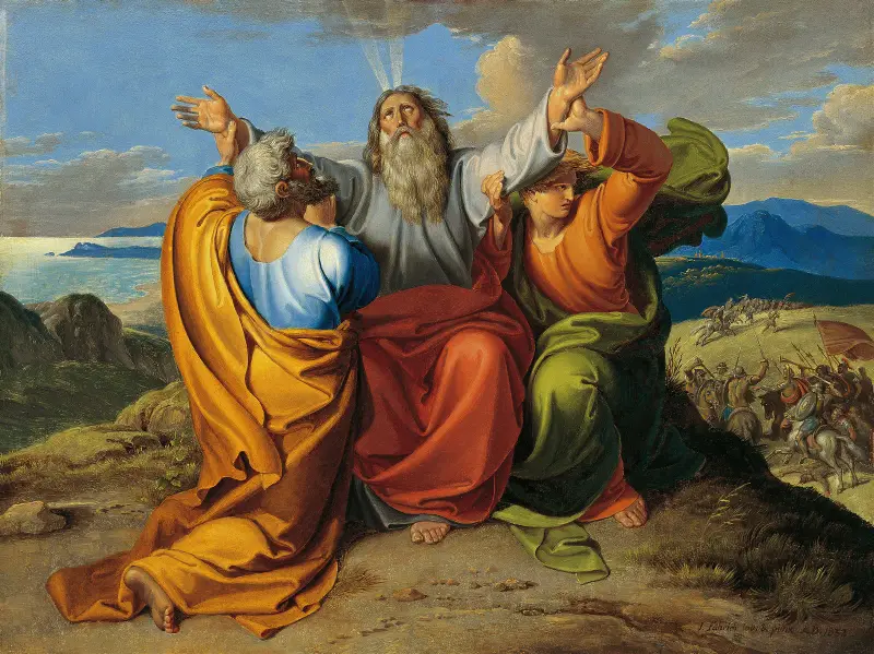 Den bedjande Mose med Aron och Hur på berget Horeb av Joseph von Führich