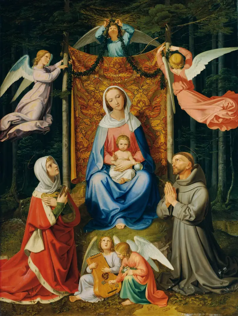 Skogsro (Madonna med barn, heliga Adelheid och heliga Franciskus) av Joseph von Führich