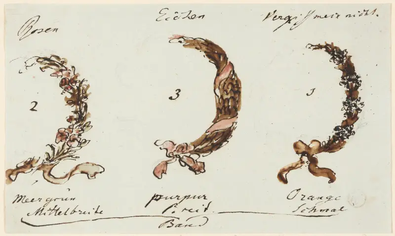 Three half floral wreaths av Johann Wolfgang Von Goethe