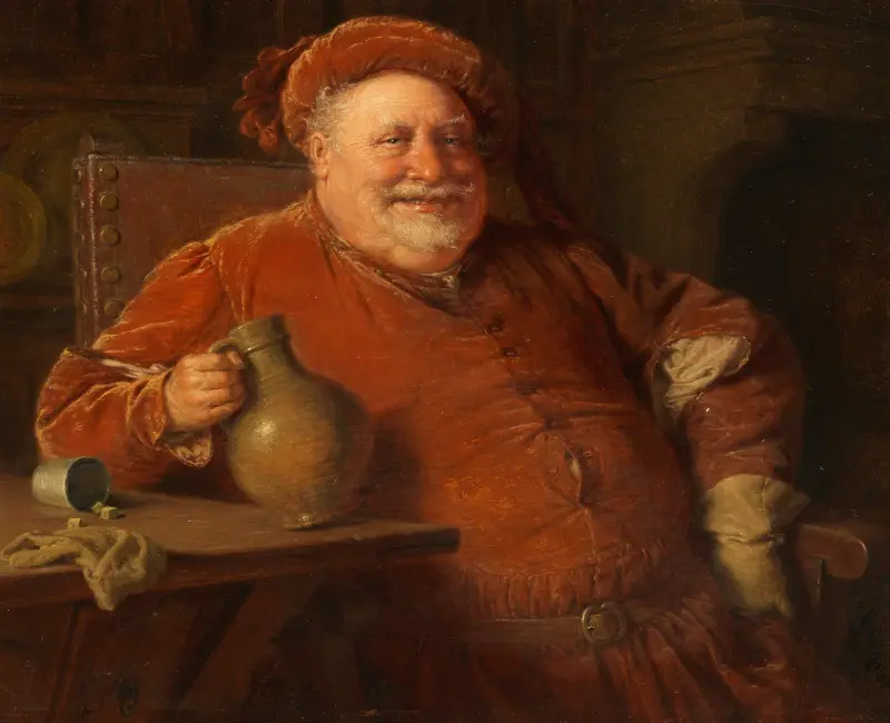 Falstaff mit Krug und Würfelspiel av Eduard von Grützner