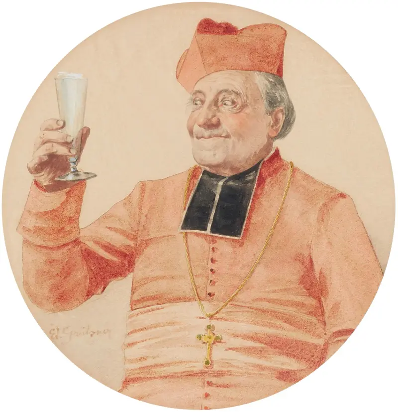 Kardinal mit erhobenem Glas av Eduard von Grützner