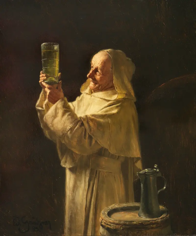 Kellermeister mit weißer Kutte av Eduard von Grützner