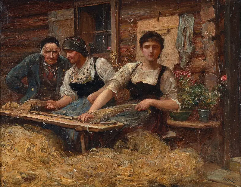 Wollkämmen von Sir Hubert von Herkomer