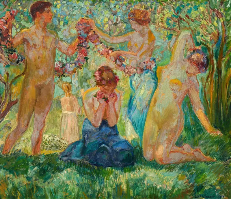 Tänzer mit Blumenkranz von Ludwig von Hofmann