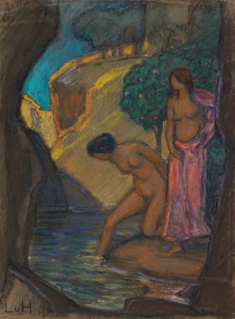 Grotte mit badenden Frauen av Ludwig von Hofmann