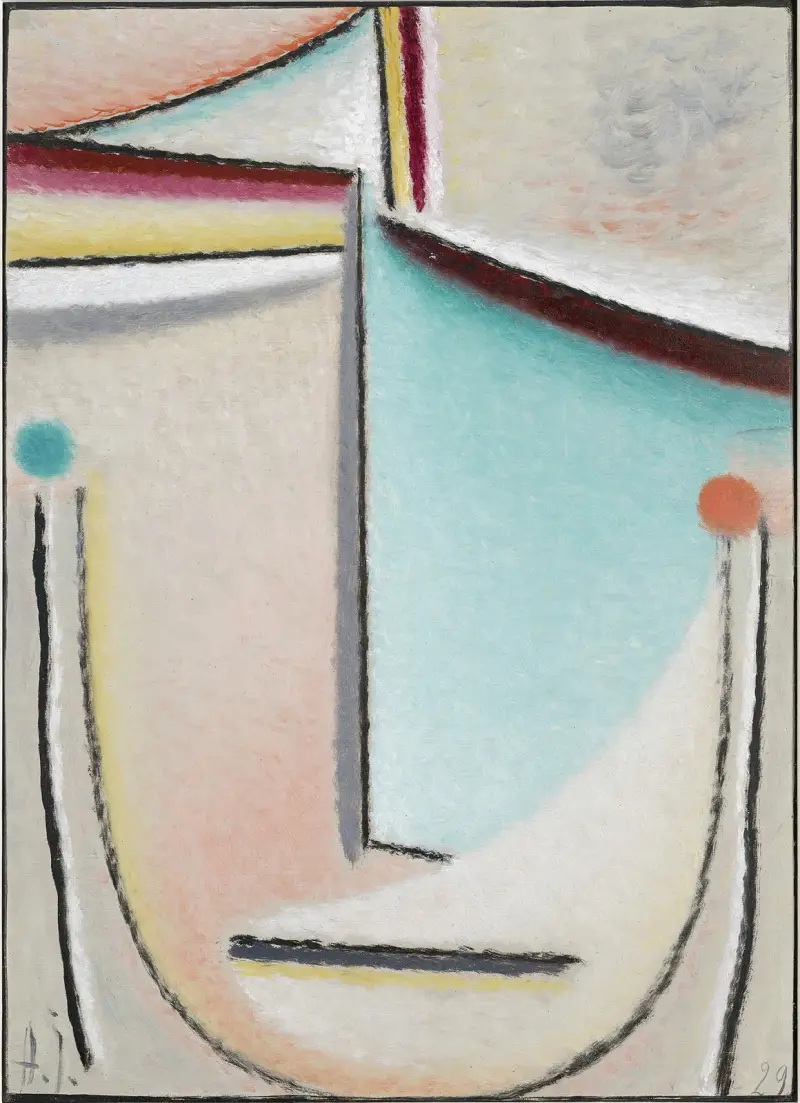 Abstract Head,Pink-Light Blue av Alexej von Jawlensky