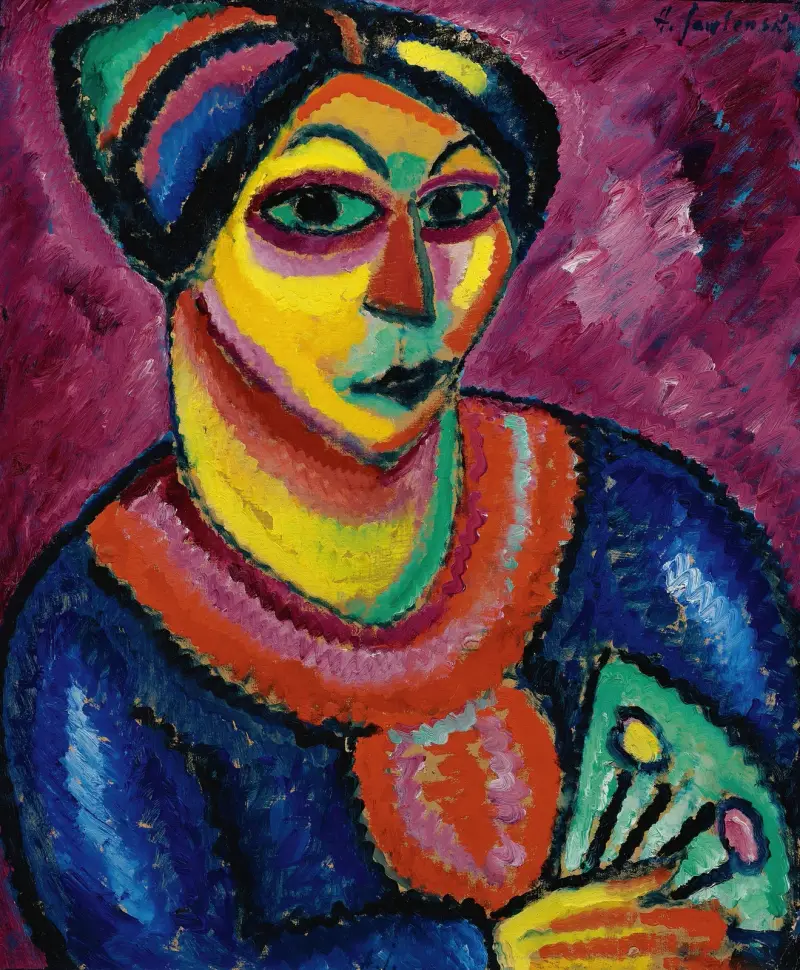 Frau mit grünem Fächer, 1912 – Nr. 1 von Alexej von Jawlensky