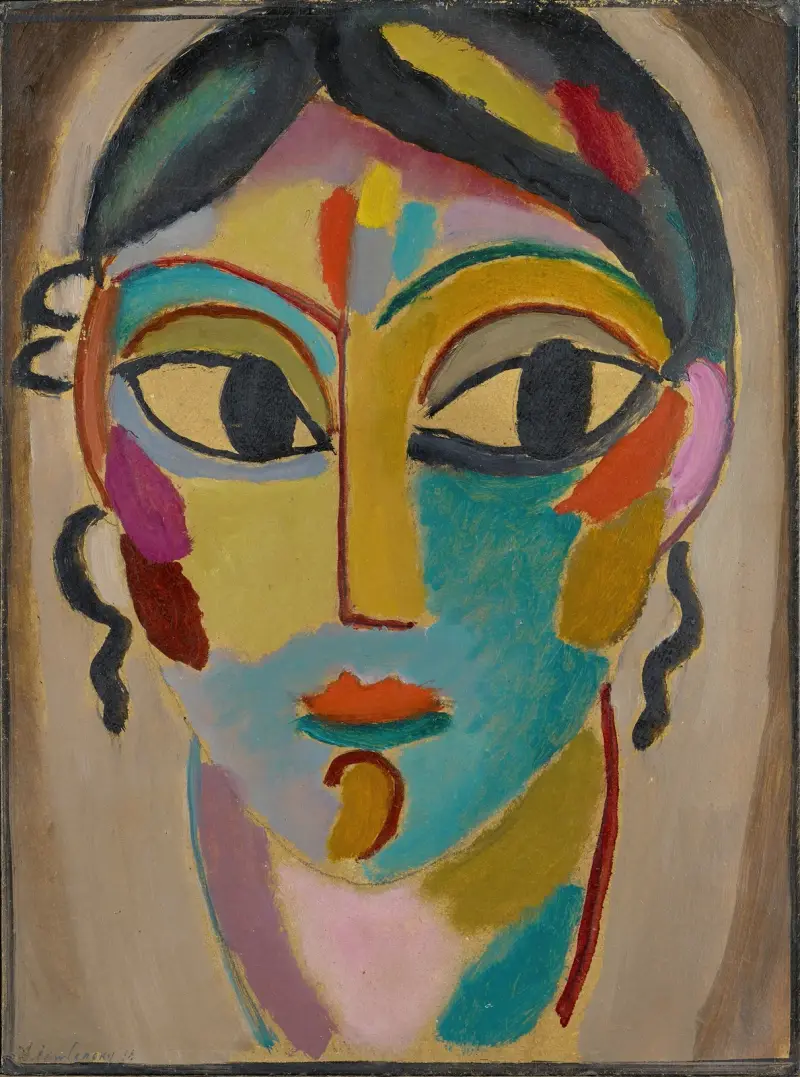 Mystiskt huvud, flickhuvud (frontalt) av Alexej von Jawlensky