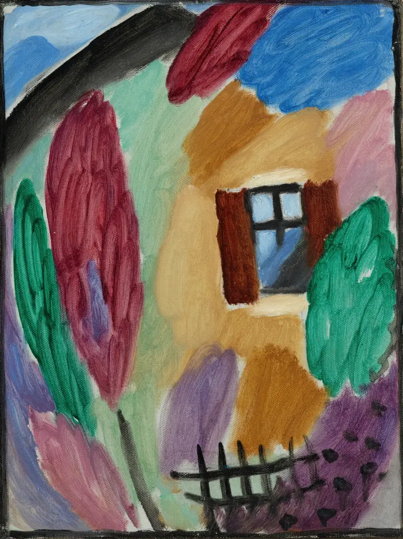 Variation mit Haus und Gartenzaun av Alexej von Jawlensky