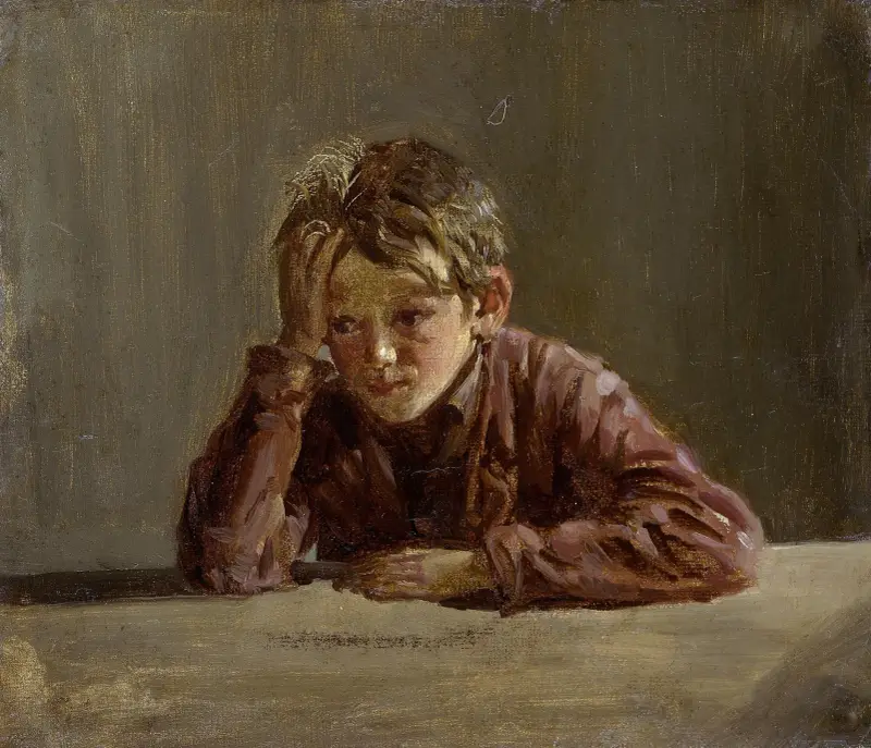 Georg, konstnärens bror, sittande vid bordet av Franz von Lenbach
