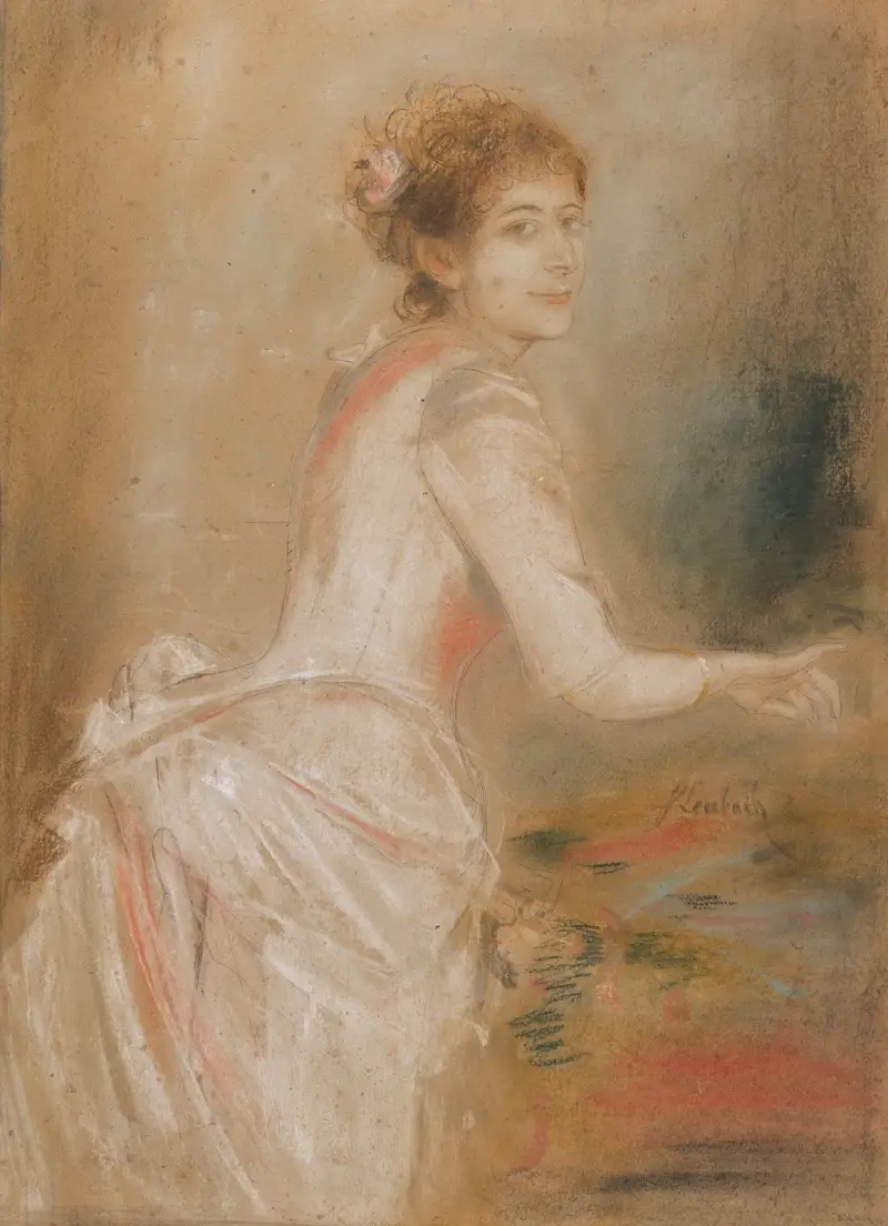 Portret młodej damy w białej sukni, Franz von Lenbach