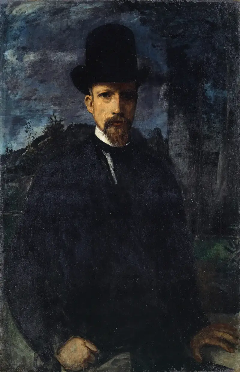 Selbstbildnis mit hohem Hut von Hans Von Marées