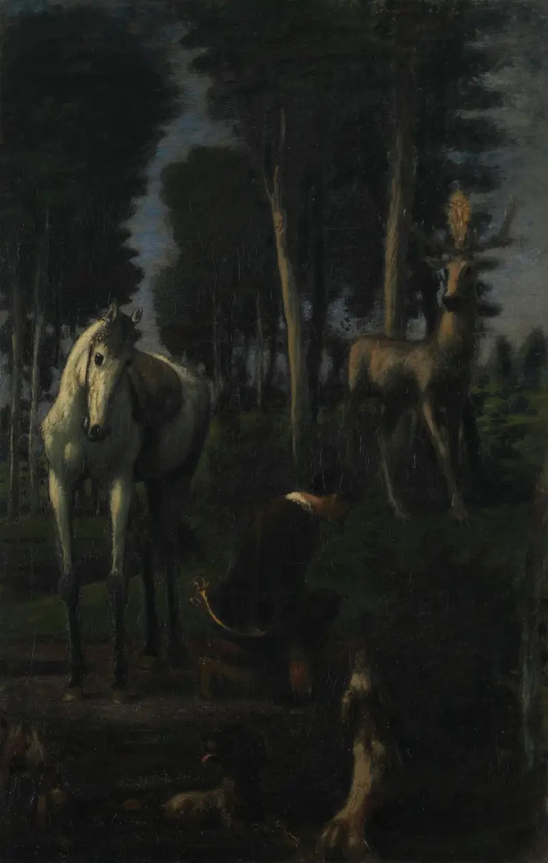 De tre ryttarna II; Sankt Hubertus av Hans Von Marées