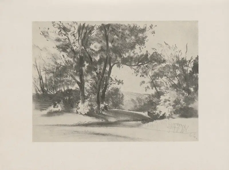 Bach unter Bäumen, 1844 av Adolph von Menzel