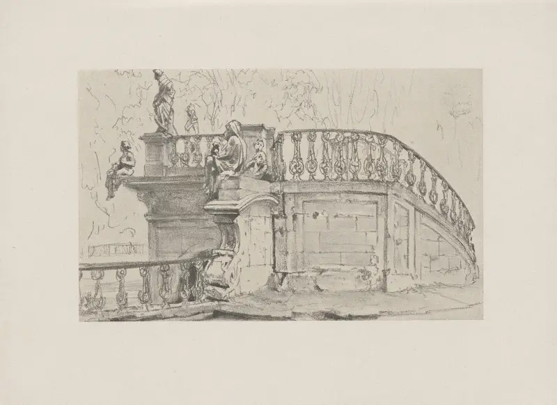 Barockterrasse, um 1845 von Adolph von Menzel
