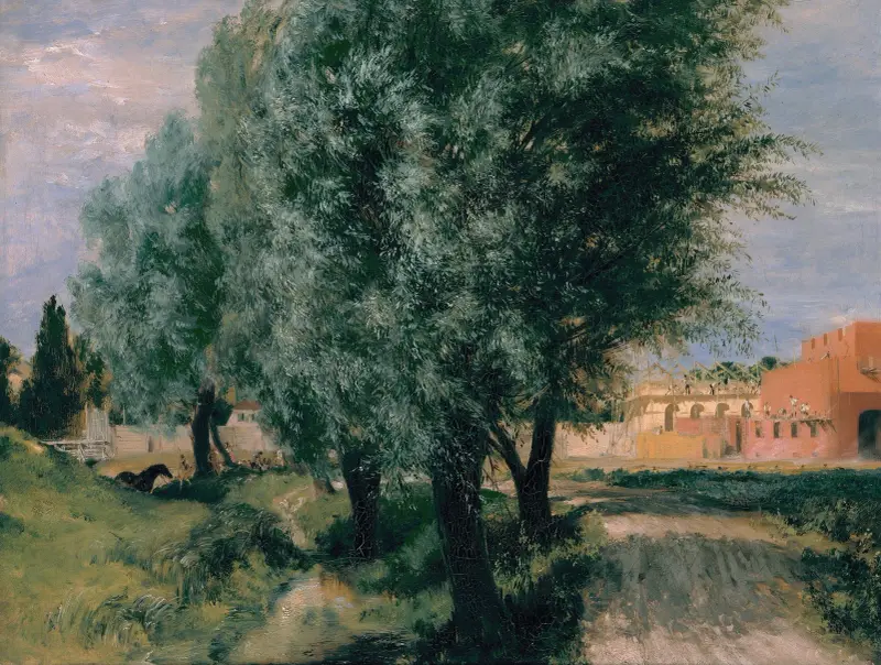 Bauplatz mit Weiden von Adolph von Menzel