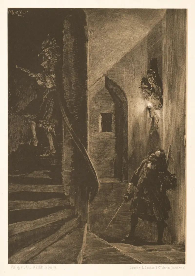 Jakt i den slingrande trappan av Adolph von Menzel
