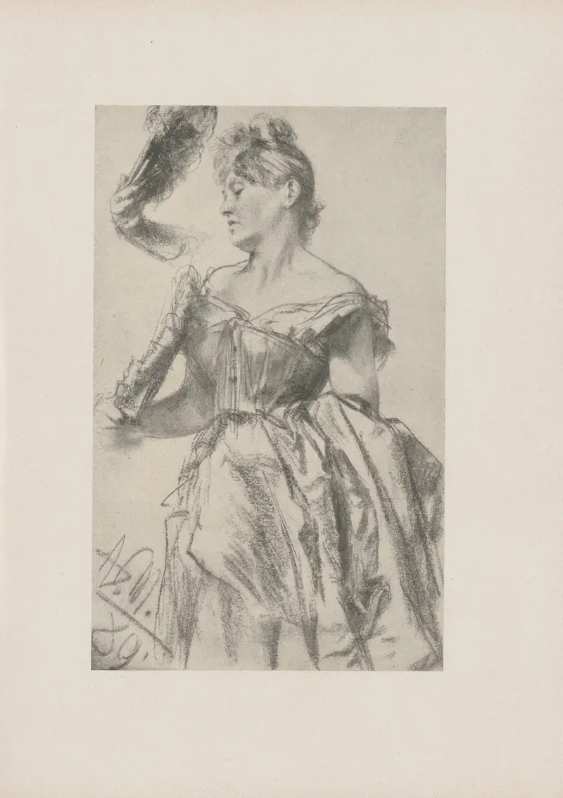 Damen med solfjäder av Adolph von Menzel