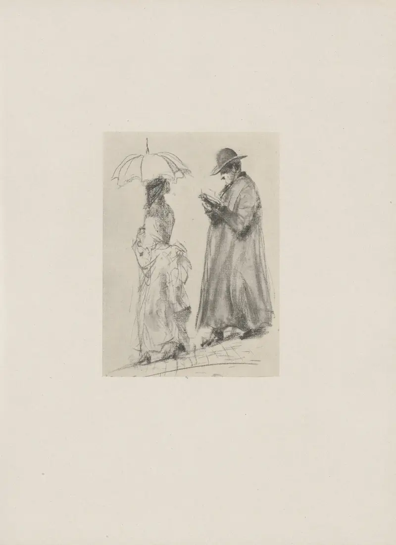 Dam och präst (från Luzern) av Adolph von Menzel