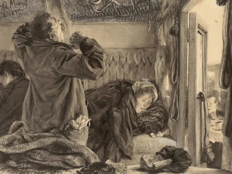 Tidig morgon på nattåget av Adolph von Menzel