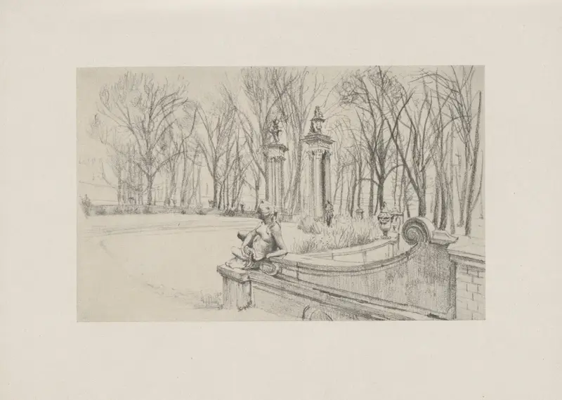 Eingang in den Park von Sanssouci (um 1845) av Adolph von Menzel