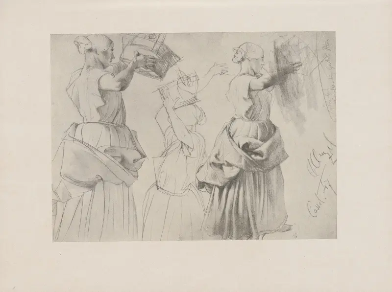 Figurstudie till Kassel-kartongen (Figurenstudie zum Casseler Karton), 1847 av Adolph von Menzel