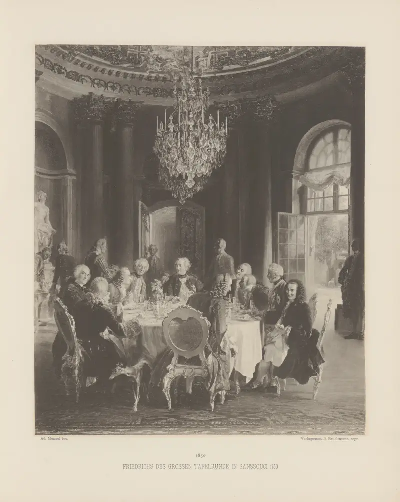 Fredrik den stores bordssällskap i Sanssouci 1750 av Adolph von Menzel