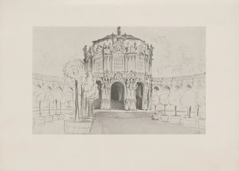 Huvudpaviljongen i Zwinger i Dresden av Adolph von Menzel