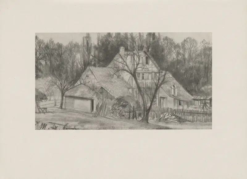 Hus under träd (Kassel) av Adolph von Menzel