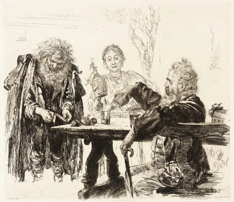 Italiensk krogscen av Adolph von Menzel