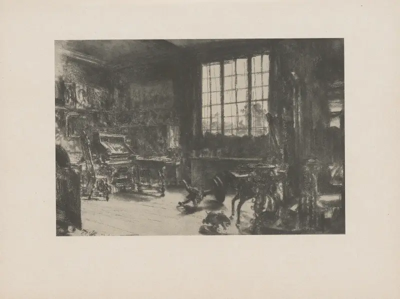 Kehraus 7. Juli 1895, des Meisters Atelier in der Sigismundstraße in Berlin av Adolph von Menzel