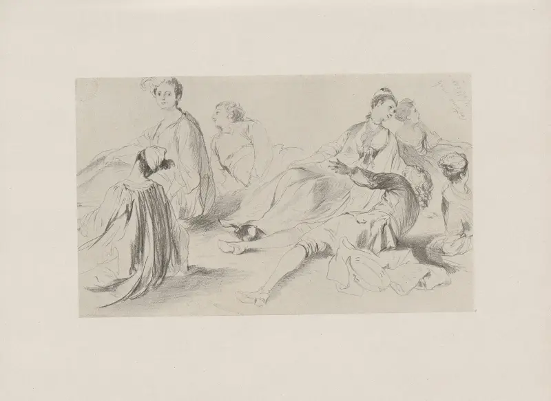 Kostymfigurer efter Watteau (omkring 1845) av Adolph von Menzel