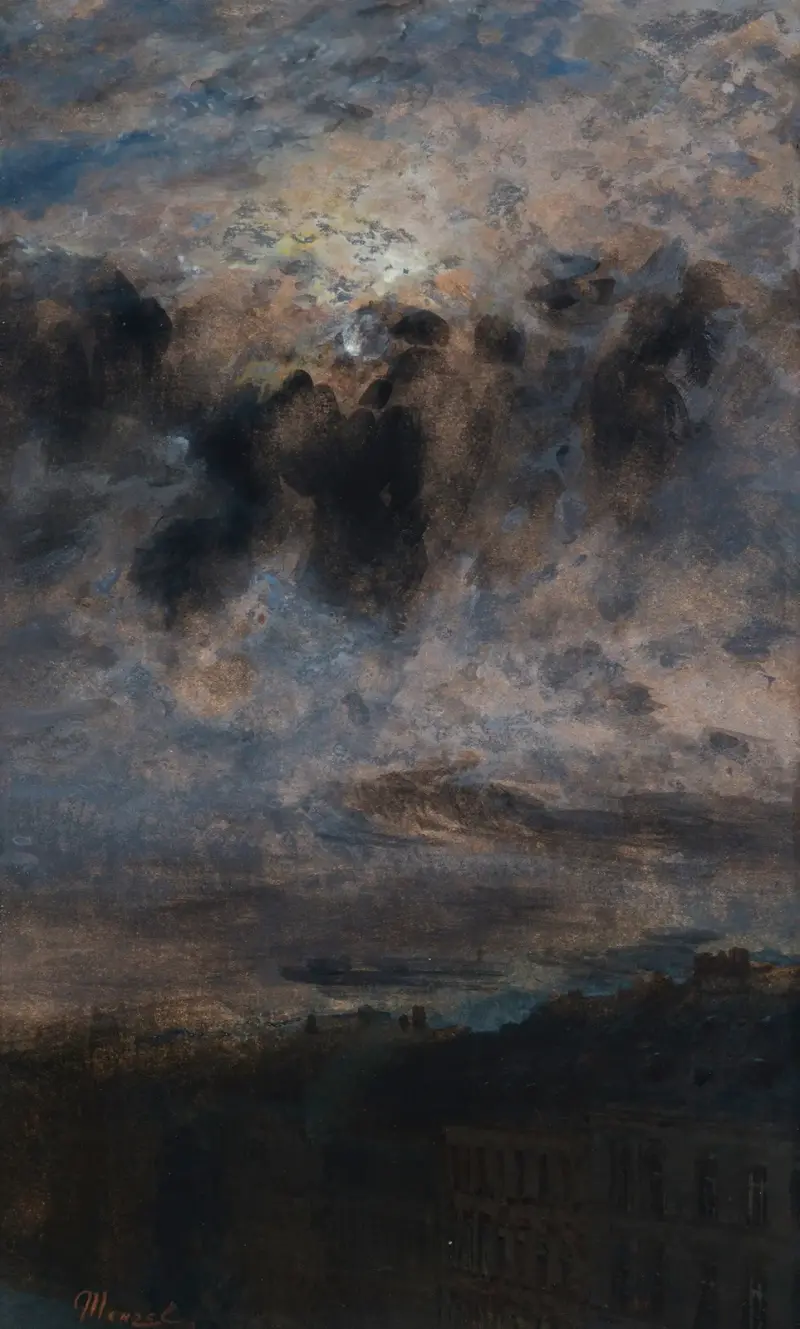 Månsken över taken i Berlin av Adolph von Menzel
