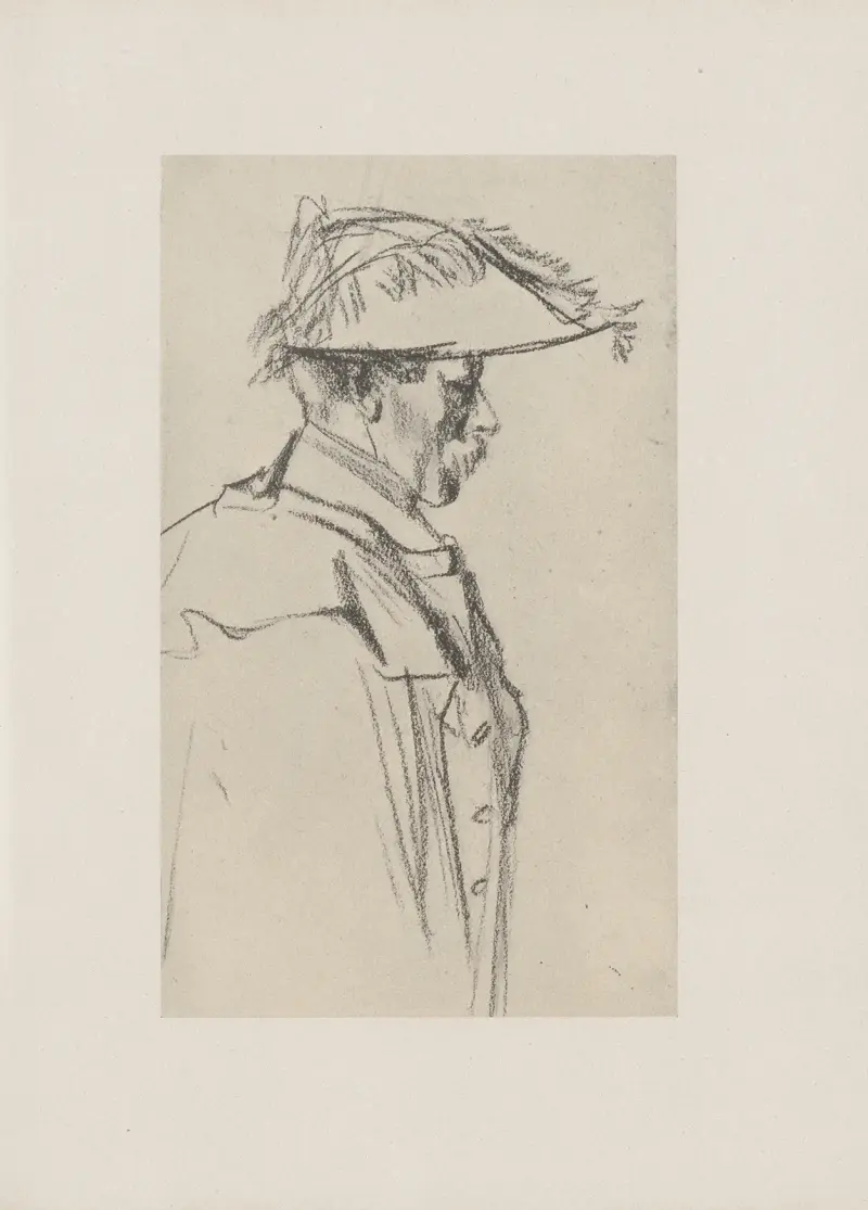 Officer med hatt och kappa (50-talet) av Adolph von Menzel