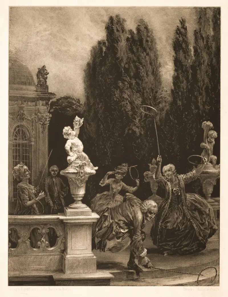 Lek vid korgarna på slottsterrassen av Adolph von Menzel