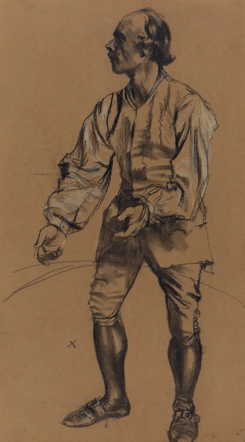 Richard Menzel Posing in Eighteenth-Century Costume av Adolph von Menzel
