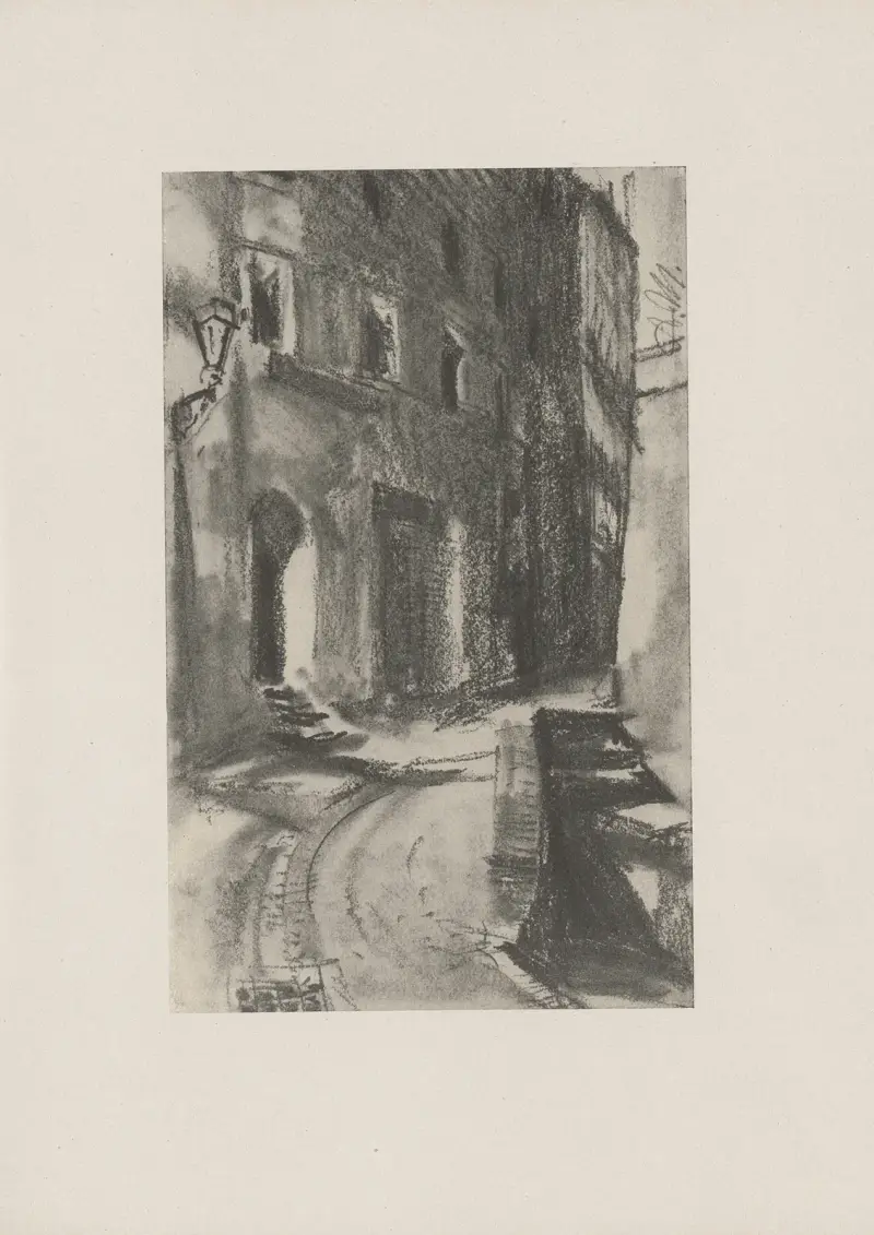 Gata vid gasbelysning (80-talet) av Adolph von Menzel