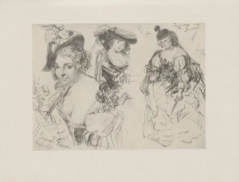 Susanne och Helene Fourment, efter Rubens av Adolph von Menzel