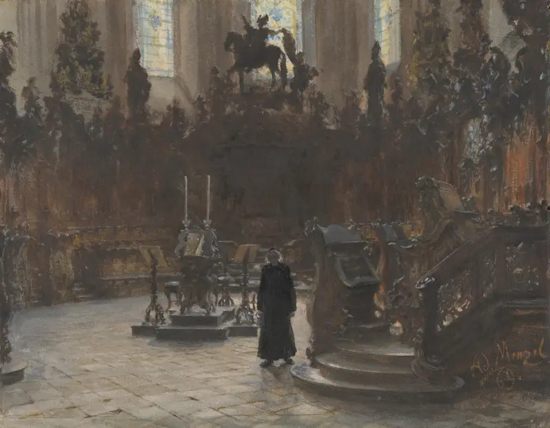 Korplatserna i Mainz domkyrka av Adolph von Menzel