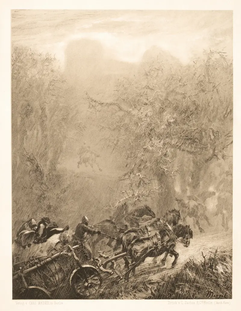 Fångtransport genom en skog av Adolph von Menzel