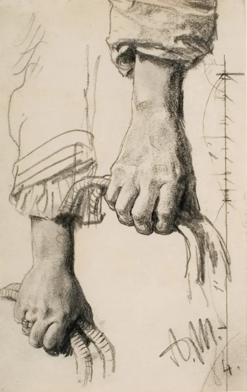 Två studier av en högerhand av Adolph von Menzel